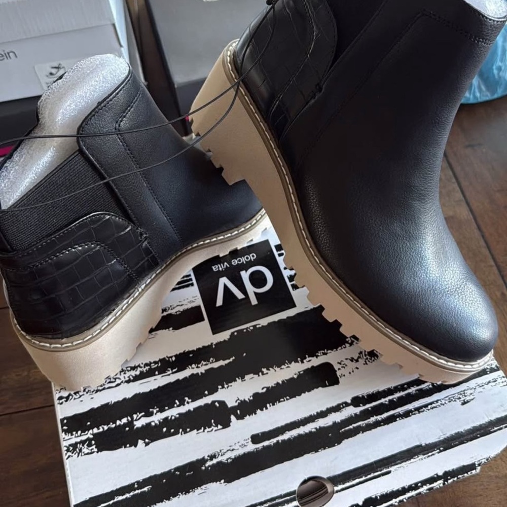COPY - DV Black Ankle Boots with Cream Sole